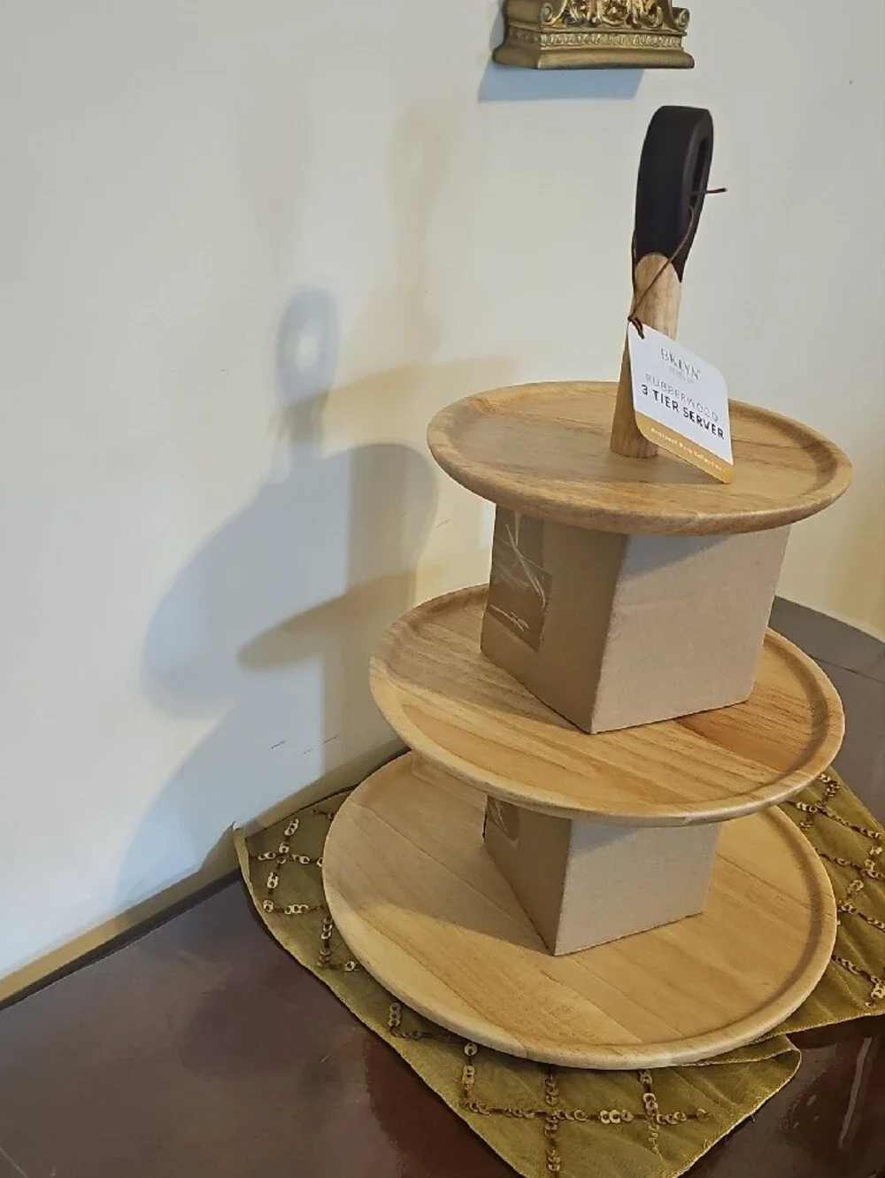 3-Tier Wooden Server – Natural Wood Finish